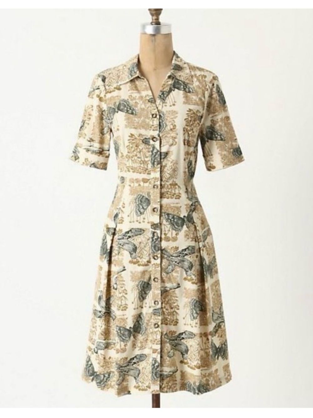 ANTHROPOLOGIE GIRLS FROM SAVOY ALARY CORDUROY BIRDS BUTTERFLIES A LINE DRESS